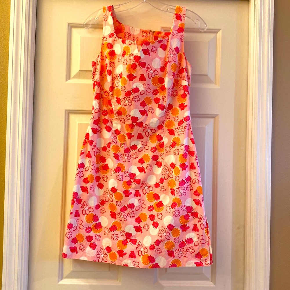 Vintage Lilly Pulitzer square neck ladybug pink dress, 4
